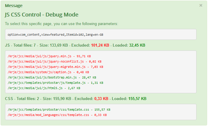 JCC - Debug Mode - Joomla! 3.x