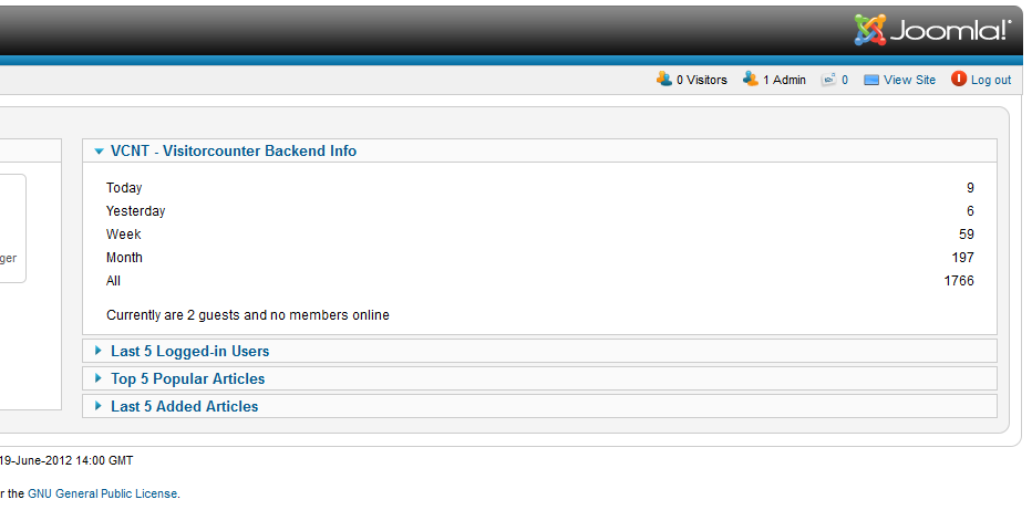 Visitorcounter Backend Info - Screenshot