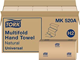 Tork Multifold Hand Towel Natural H2, Universal, 100% Recycled Fibers, 250 Count (Pack of 16), MK520A