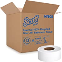 Scott Essential Jumbo Roll JR. Commercial Toilet Paper (67805), 100% Recycled Fiber, 2-PLY, White, 12 Rolls / Case,...