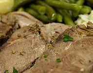 Roast lamb served on a plate