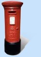 A Pillar Box where we post letters. Also called a post box.