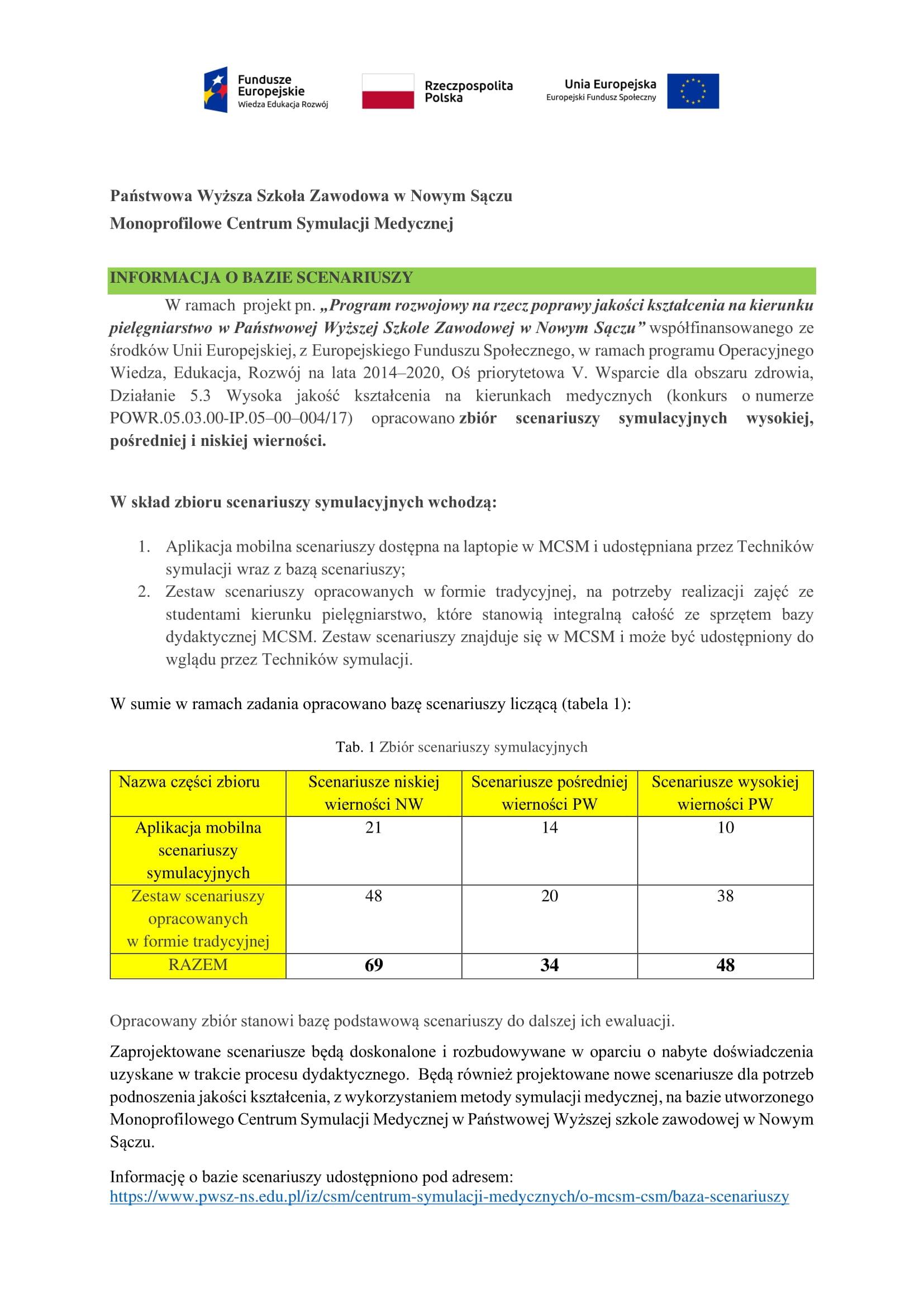 pwsz ns mcsm informacja o bazie scenariuszy 1