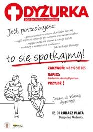 plakat przedstawiający informacje dotyczące dyżurki