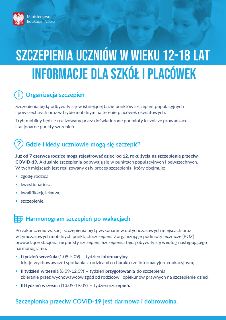 szczepieniauczniowwwieku1218latinformacjedlaszkoliplacowekplakatinformacyjny (1)